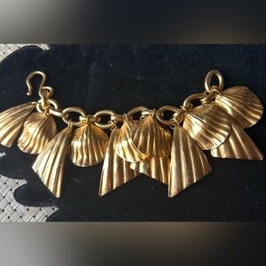 Robert Lee Morris for Donna Karen  24 gold plated chunky shell bracelet.